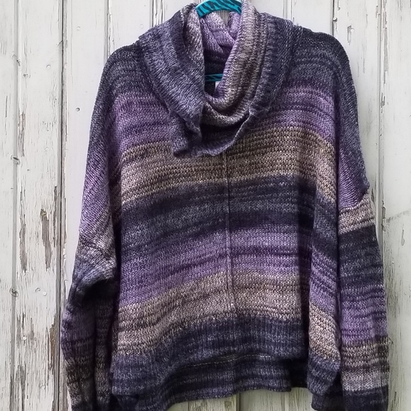 Cowl Alpaca Boxy Stripe Sweater Sun & Shadow - Picture 1 of 4